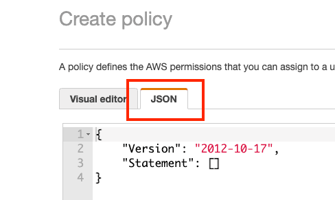 AWS JSON tab