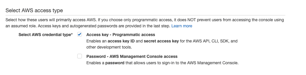 AWS access type