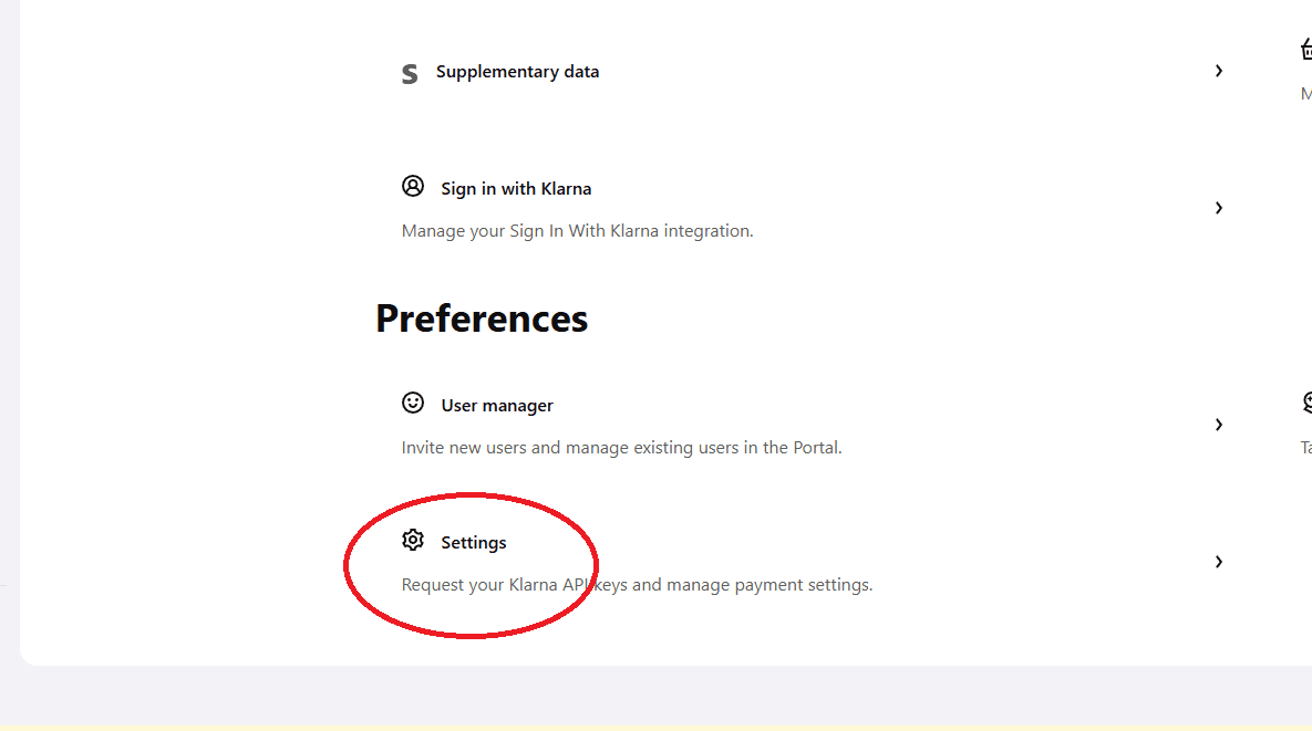 Klarna Merchant - Settings