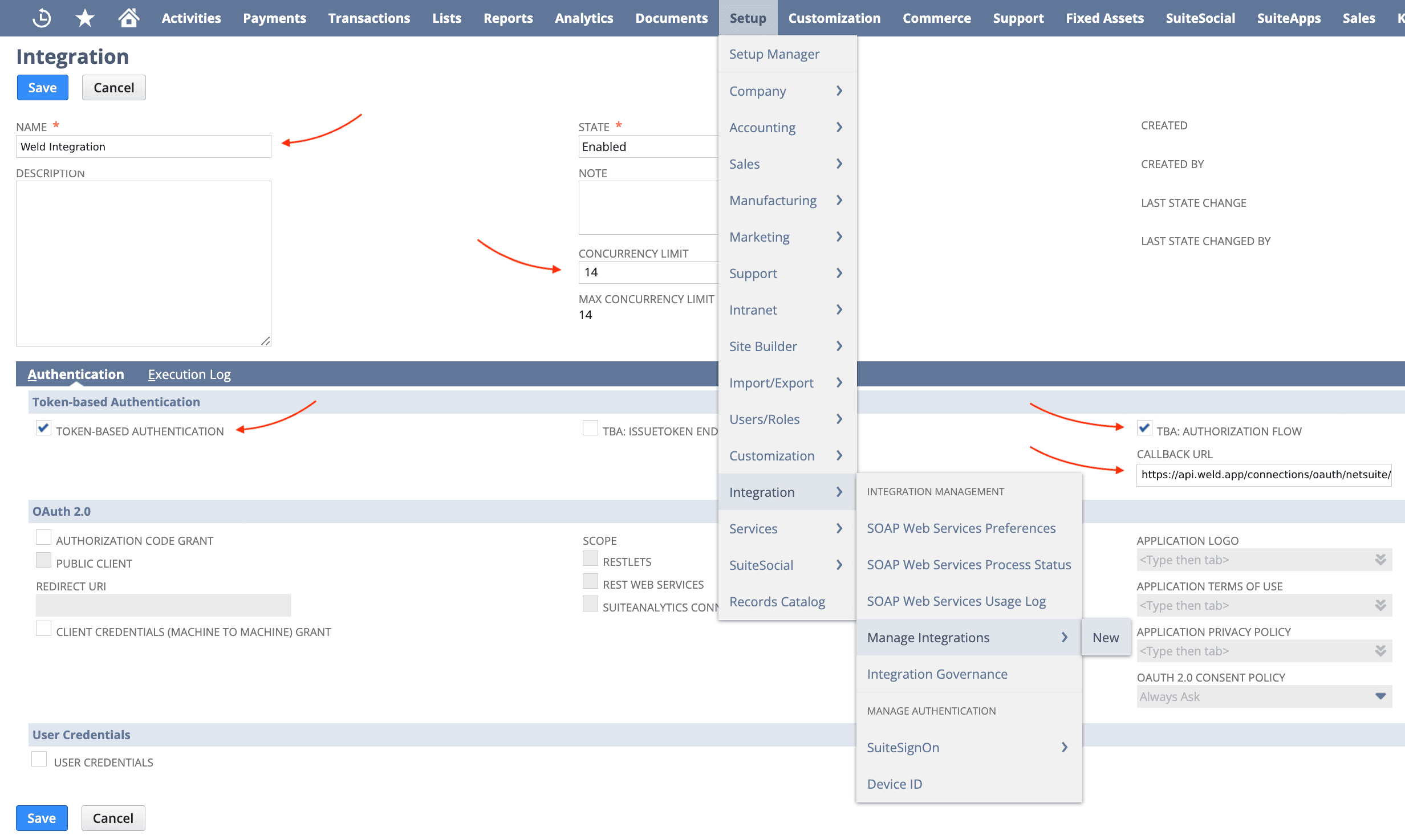 integration creation