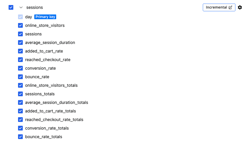 Custom report table with all columns available for selection