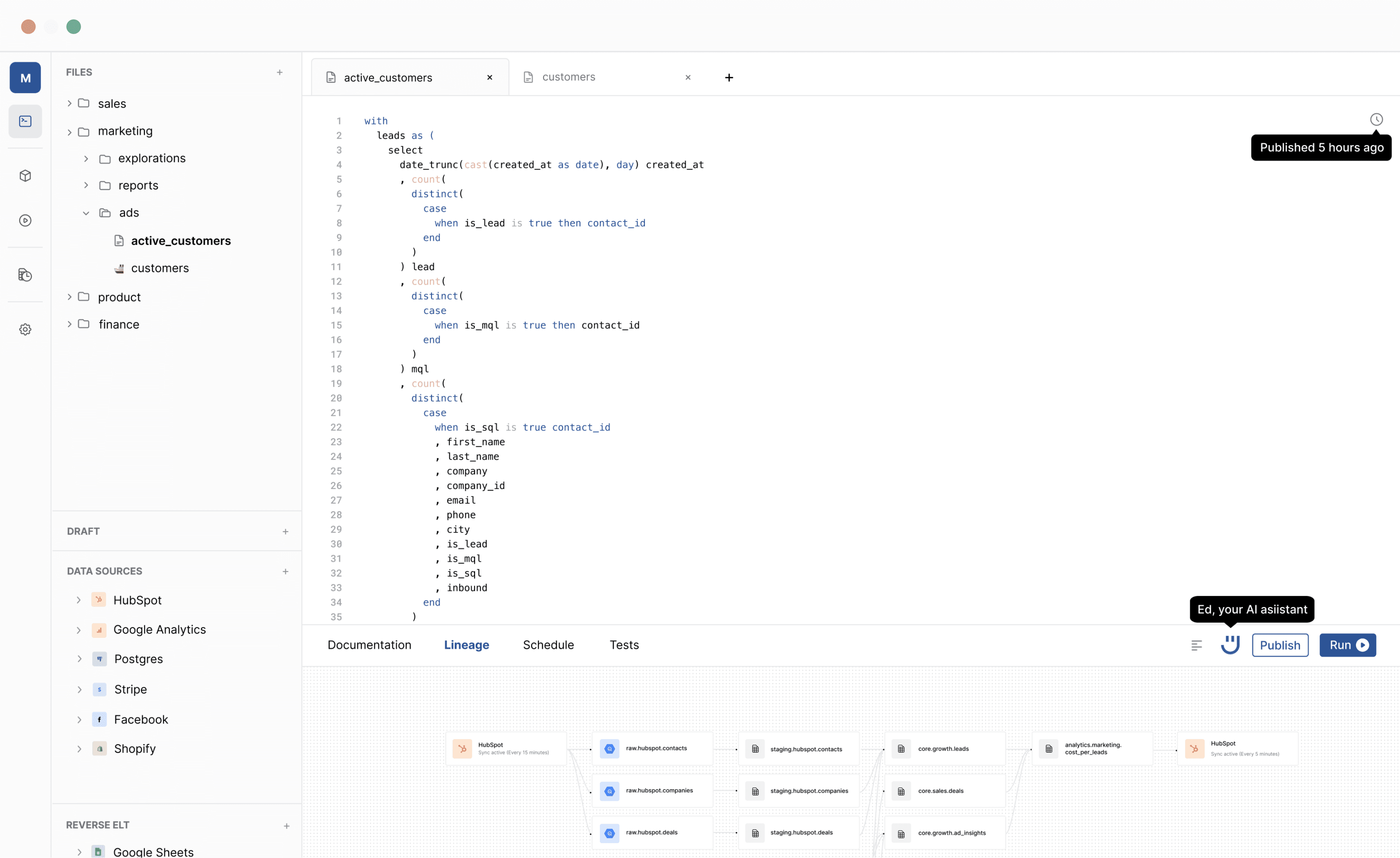 Weld SQL editor