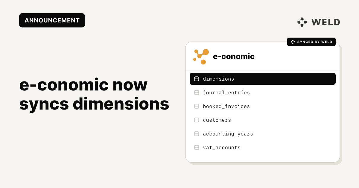 Weld’s e-conomic Connector Now Supports Dimensions for Project & Department Tracking