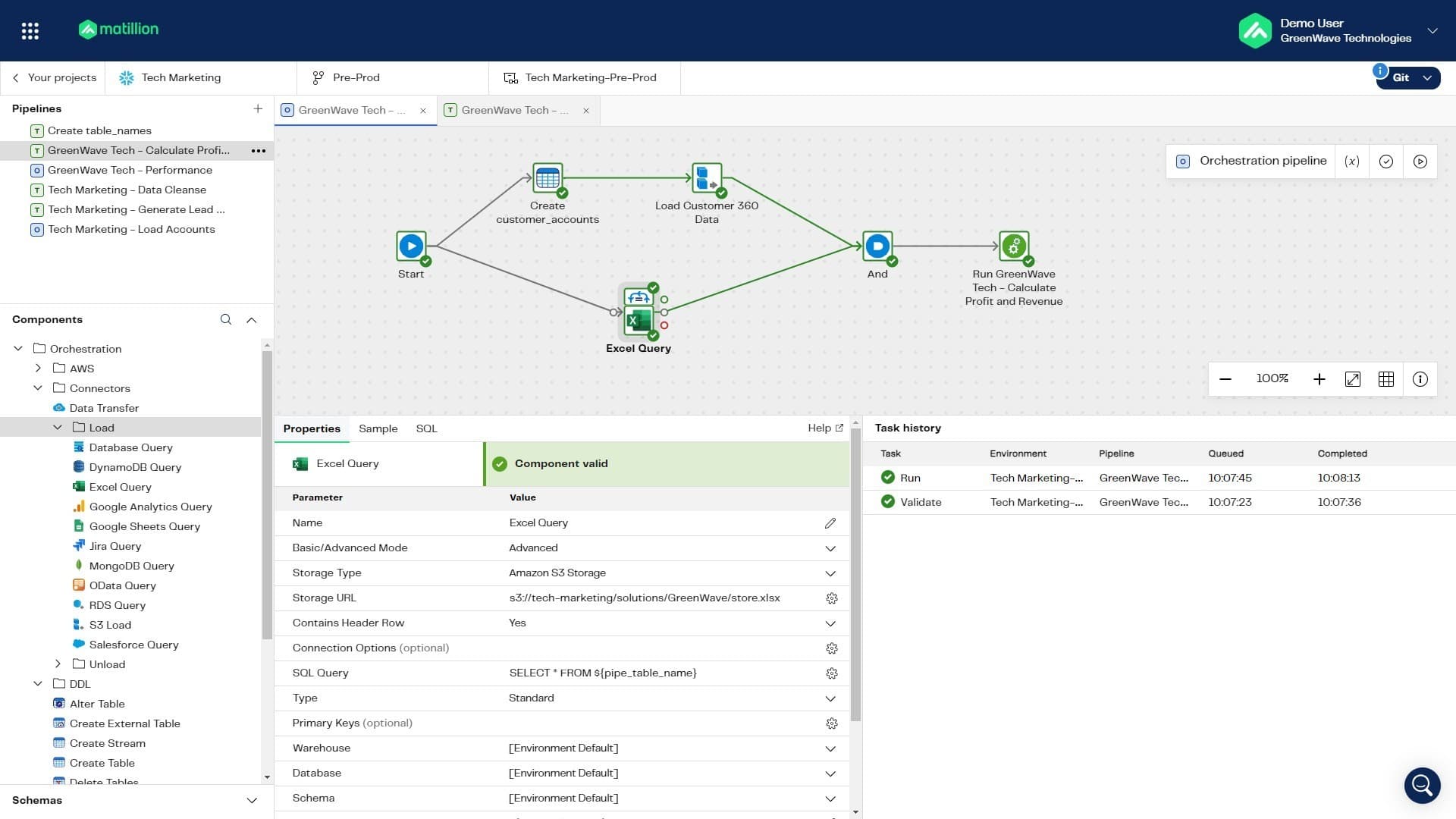 Matillion ui showing no code data transform