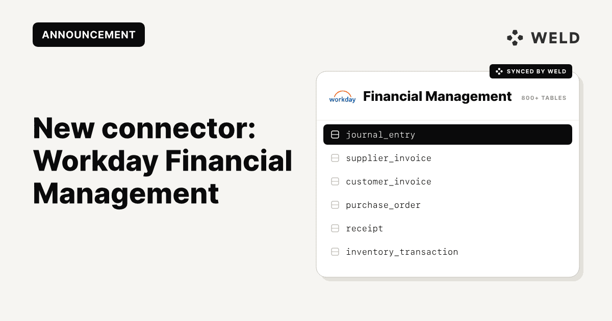 Workday Financial Management Connector: Sync Your Workday Finance Data with Weld