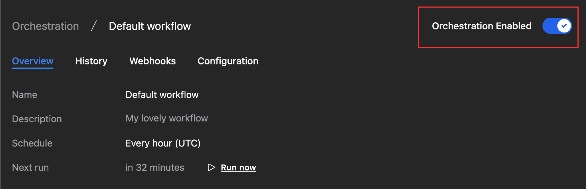 orchestration disable enable
