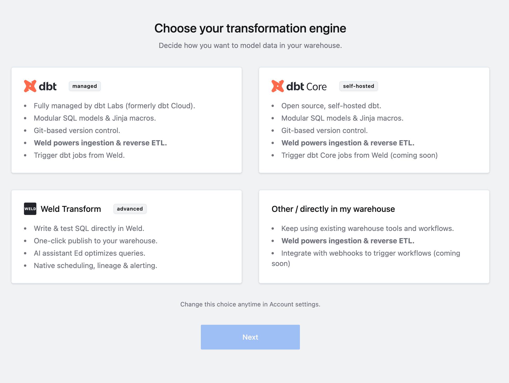 Choose transformation tool