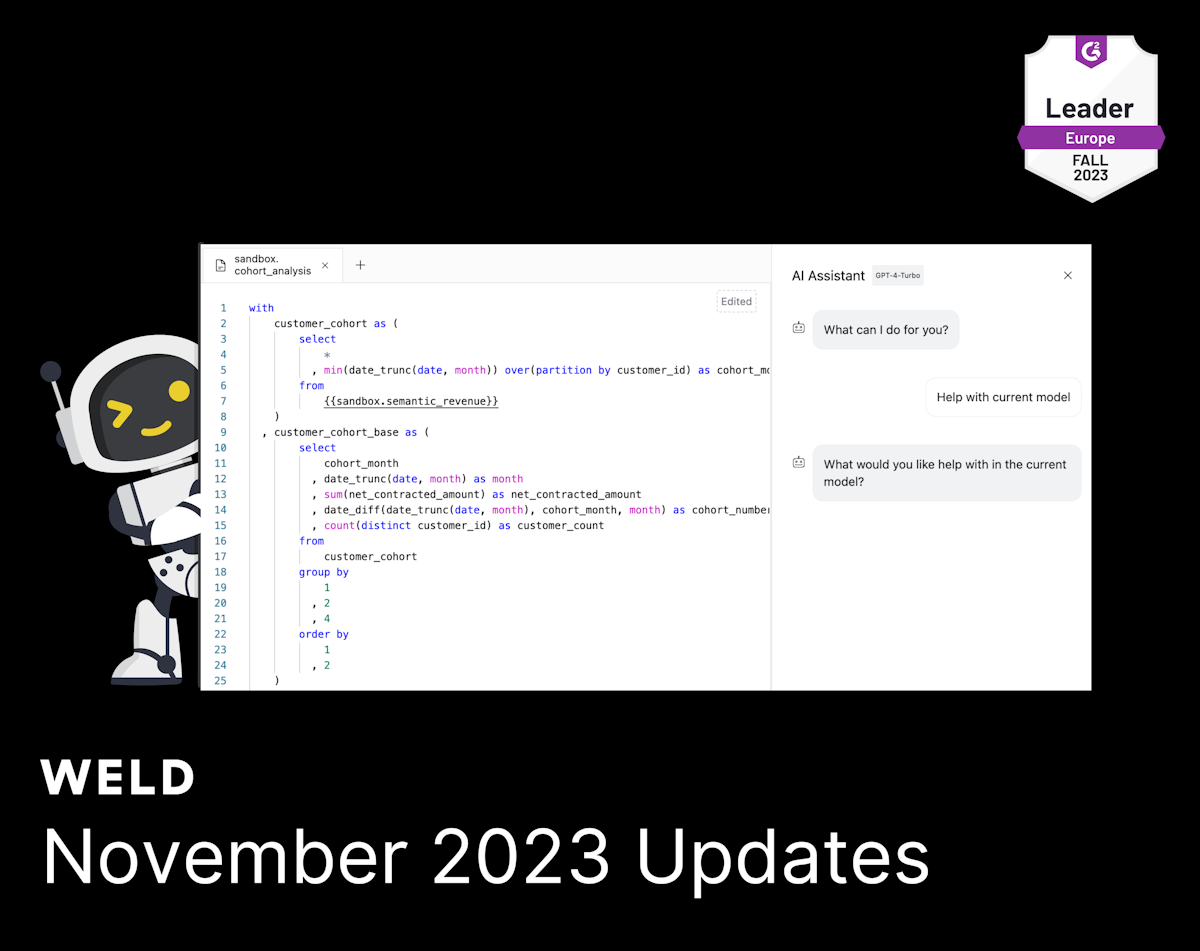 Weld November 2023 Updates