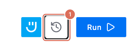 The bar under the editor with the Ed button, the history clock icon (1) and Run
