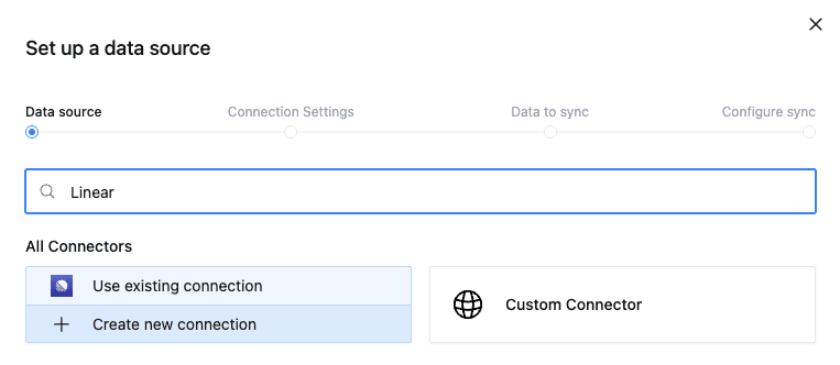 Search for Linear in the data source setup