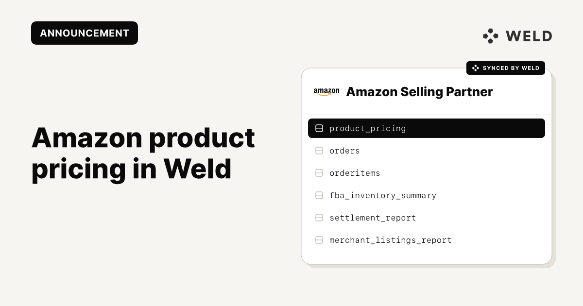 New: Amazon SP Product Pricing Table in Weld