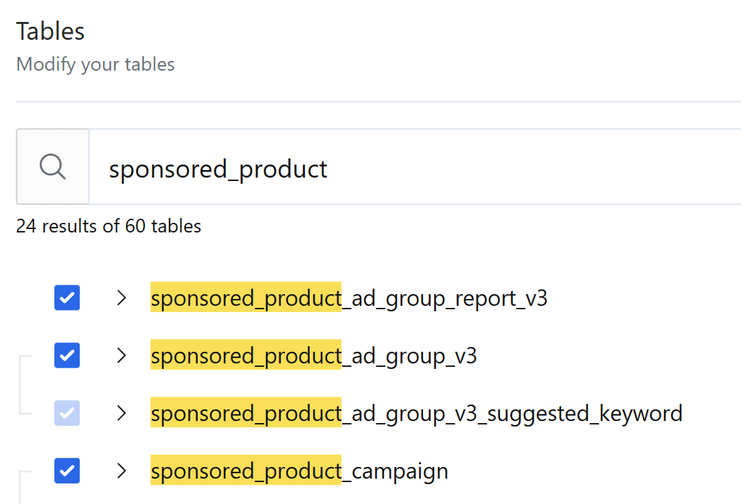 Amazon Ads v3 table changes