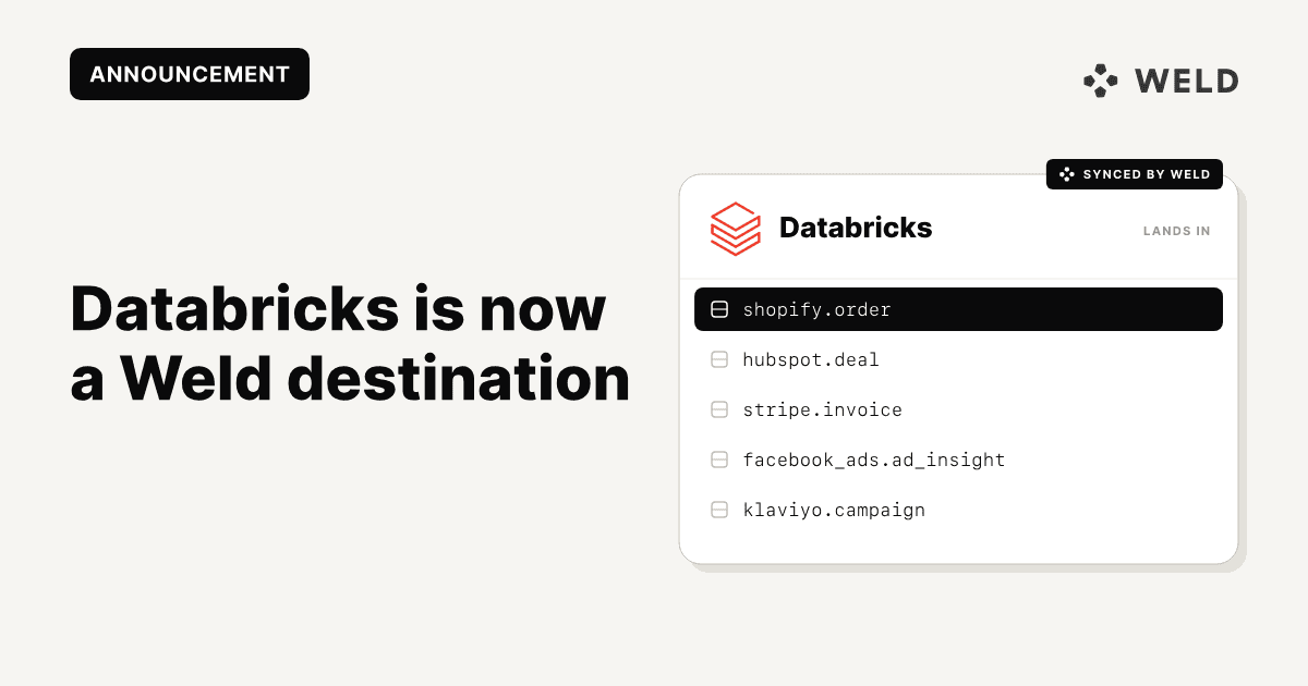 Weld Now Supports Databricks as a Destination