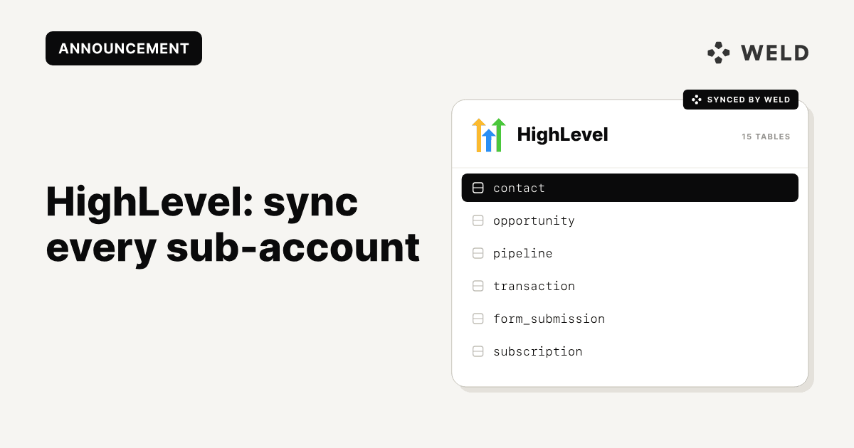 GoHighLevel Update: Sync Multiple Sub-Accounts in Weld’s Connector