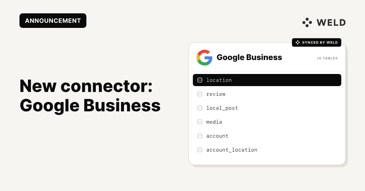 Sync your Google My Business Profile data directly to your data warehouse