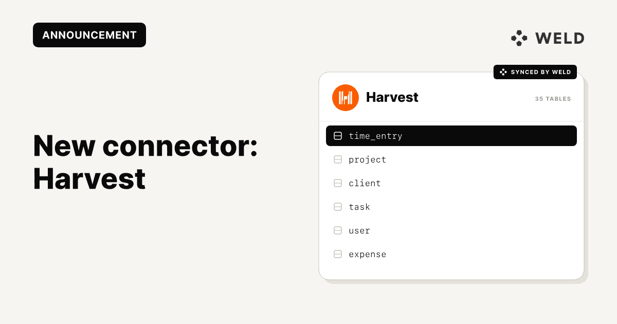 Announcing Weld’s Harvest Connector – Sync Time Tracking & Project Data