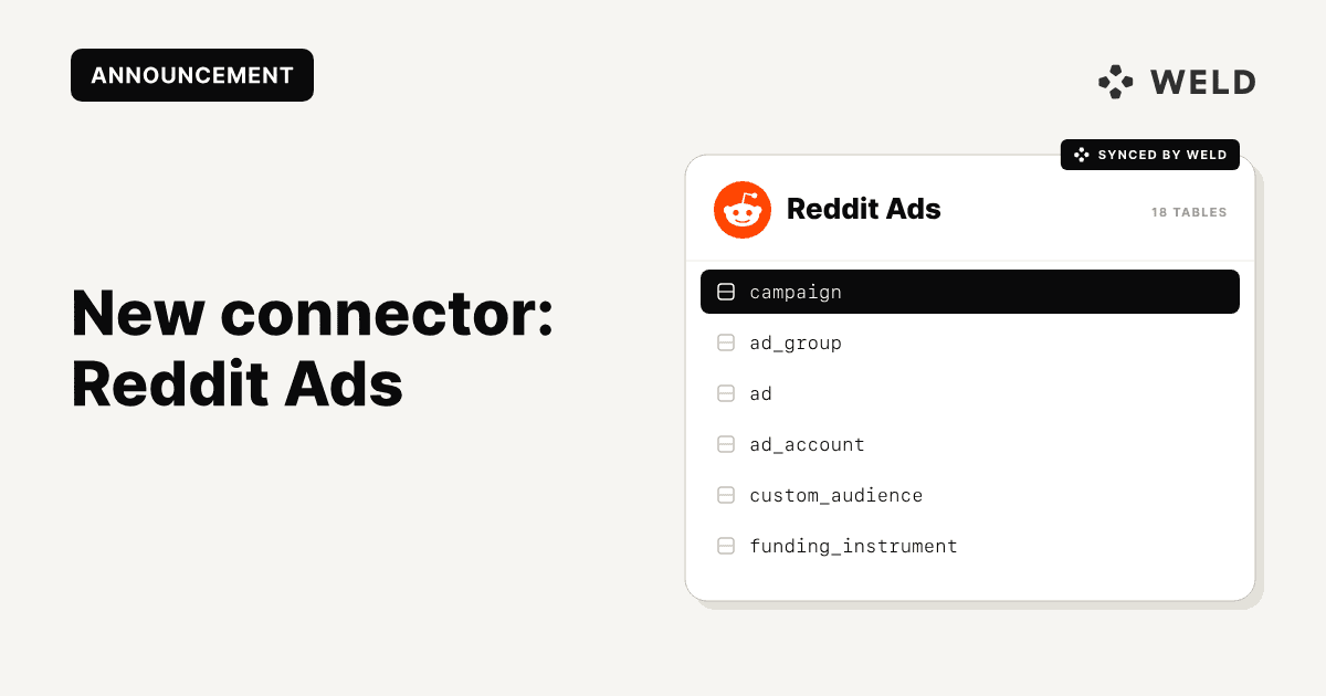 Sync your Reddit Ads data with your data warehouse using Weld!