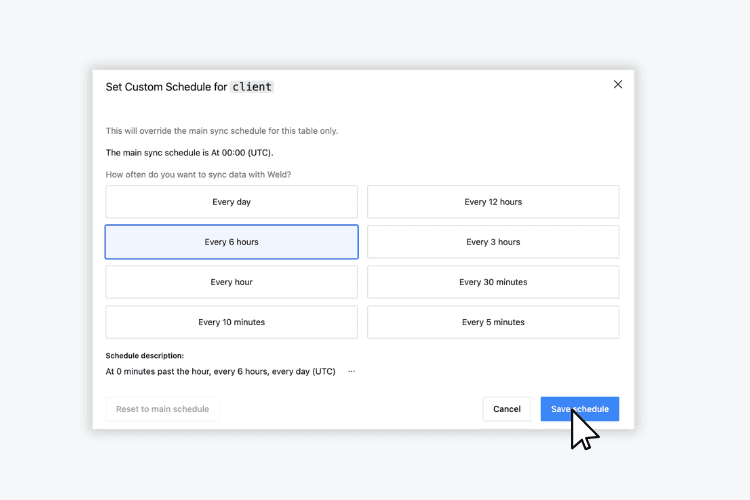 Smarter syncs in Weld: control table-level schedules to optimize cost and freshness