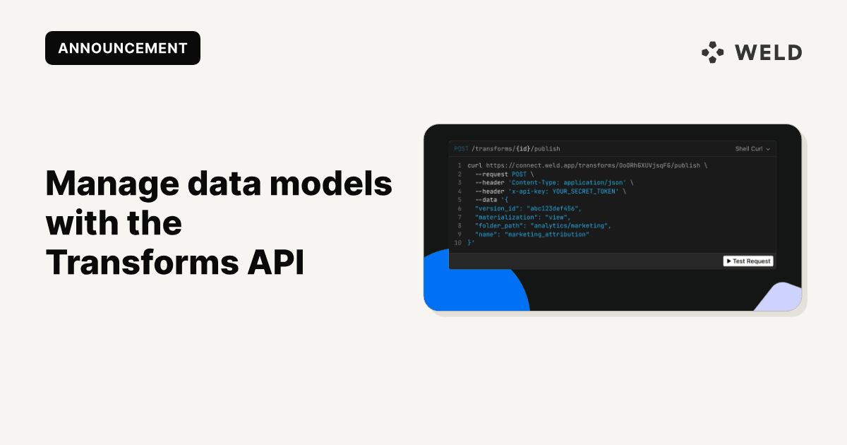 Transforms API | Create, Update & Publish Data Models via REST