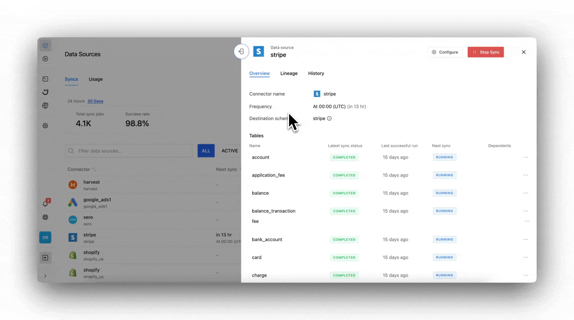 stripe events table set up