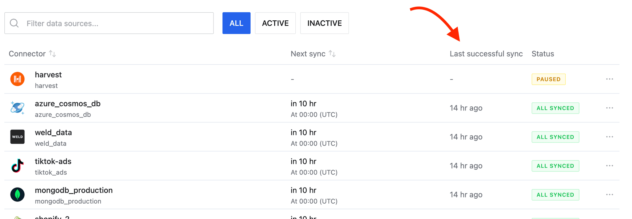 Settings: successful sync