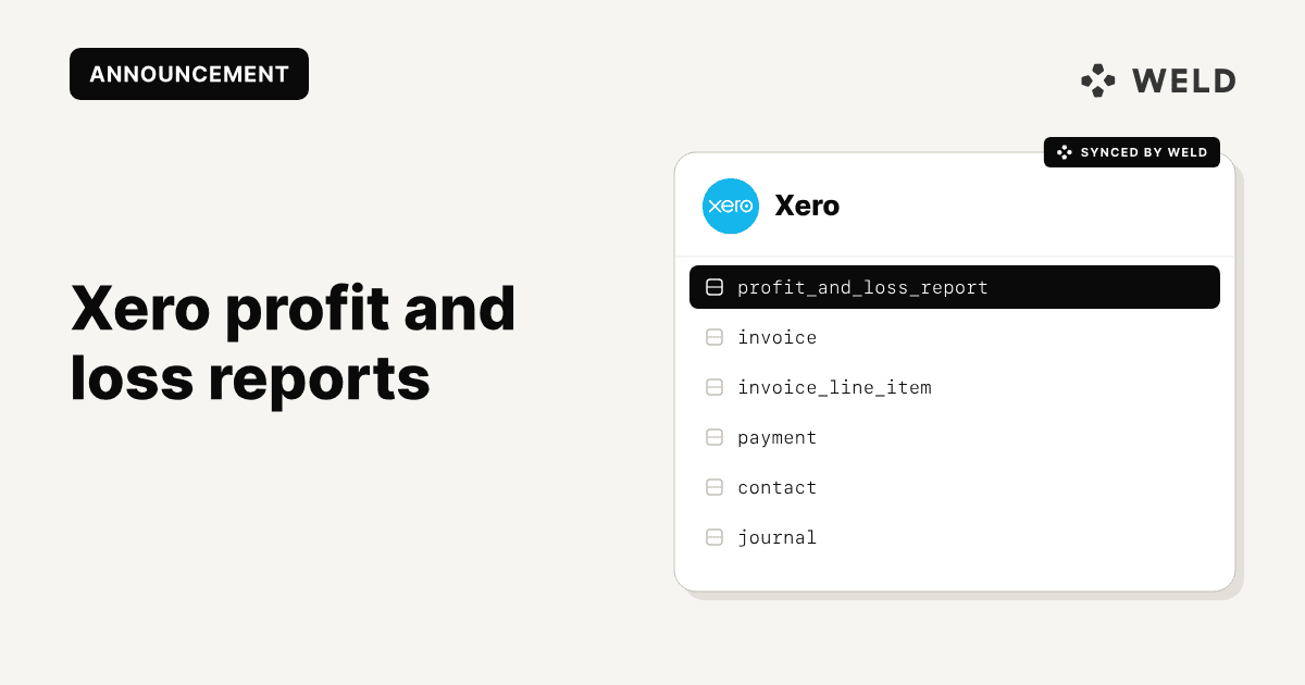 Xero Profit and Loss Report Now Available in Weld’s Xero Connector